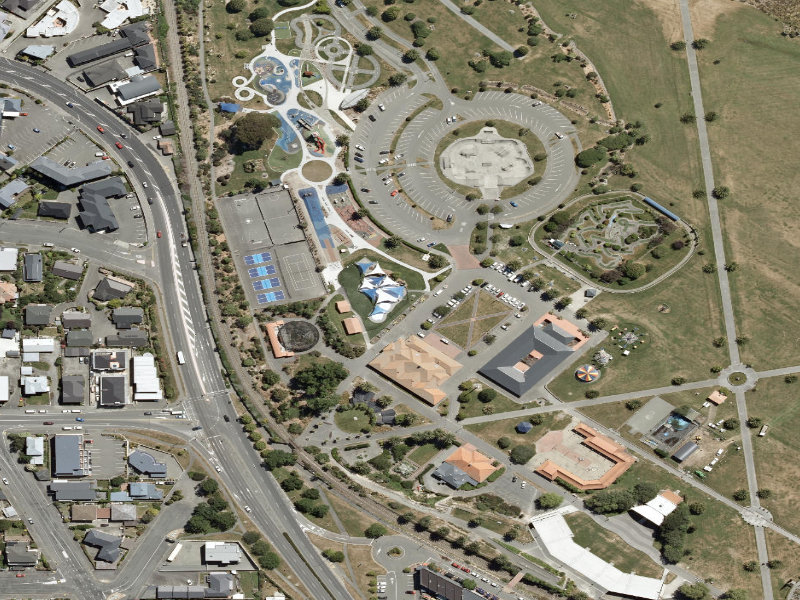 aerial view of Caroline Bay Footpaths and the ground around it