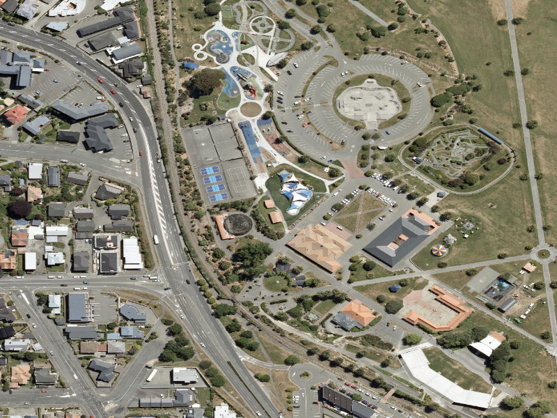 aerial view of Caroline Bay Footpaths and the ground around it
