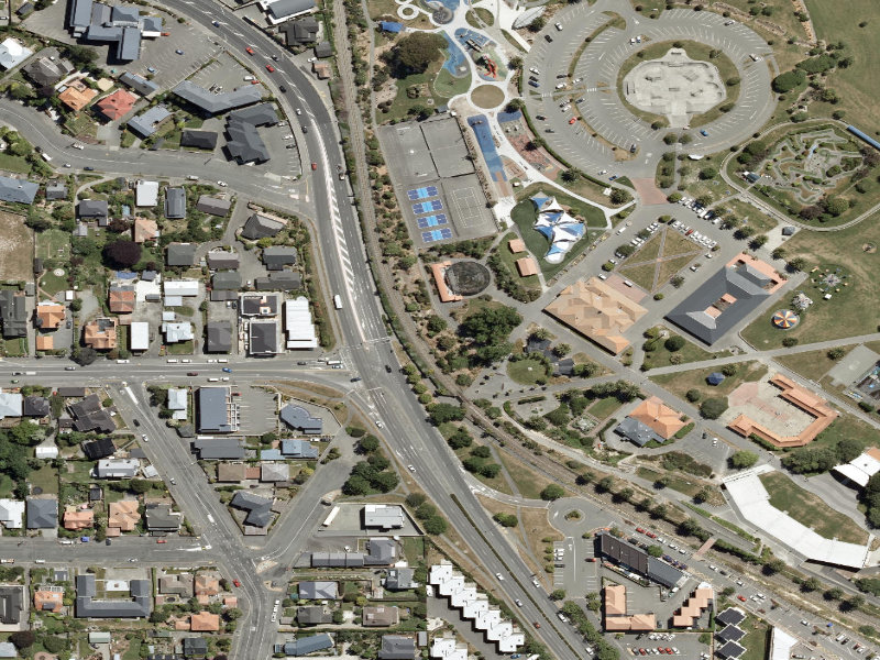 aerial view of Caroline Bay Footpaths and the ground around it