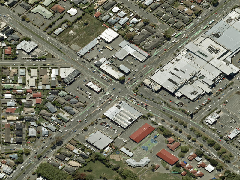 aerial view of Walk and bike track through Linwood and the ground around it