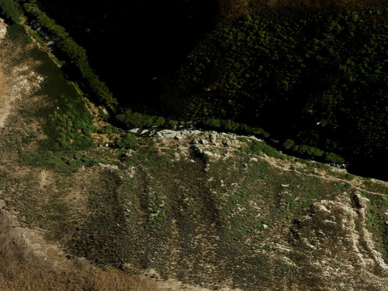 aerial view of Opihi Gorge Track and the ground around it
