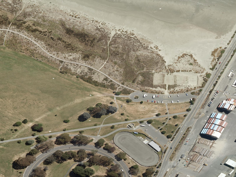 aerial view of Marine Parade Boardwalk and the ground around it