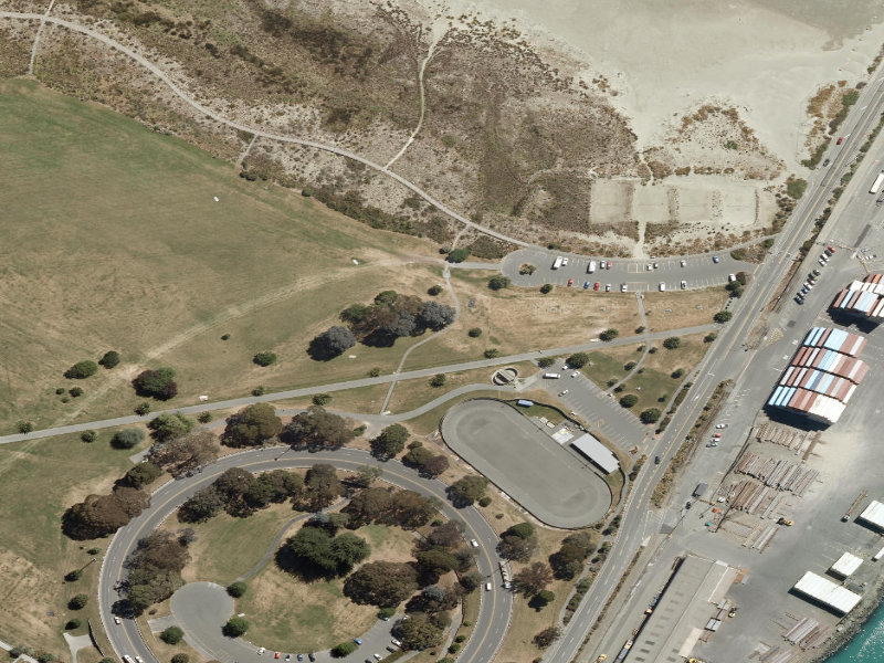 aerial view of Caroline Bay Footpaths and the ground around it
