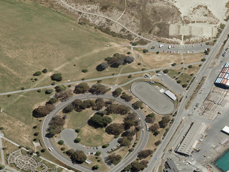 aerial view of Caroline Bay Footpaths and the ground around it