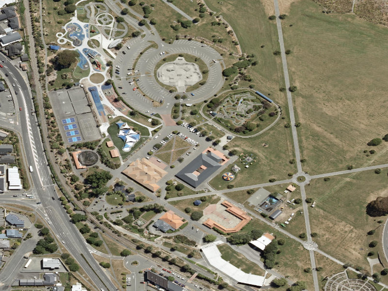 aerial view of Quadrangle Lawn Footpaths and the ground around it