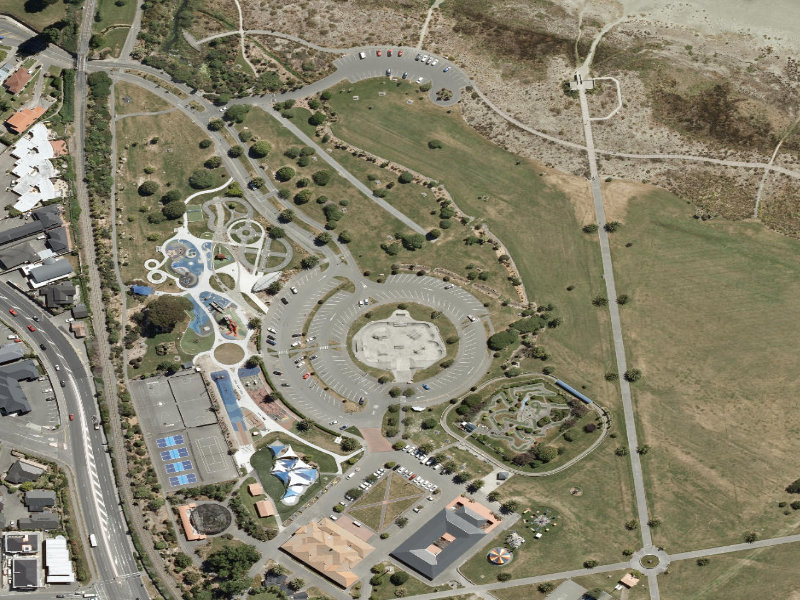 aerial view of Caroline Bay Footpaths and the ground around it