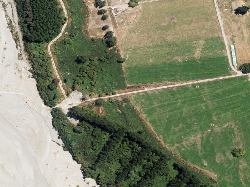 aerial view of Orari River Mountain Bike Tracks and the ground around it