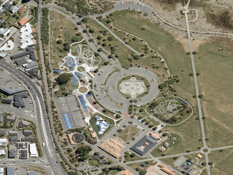 aerial view of Caroline Bay Footpaths and the ground around it