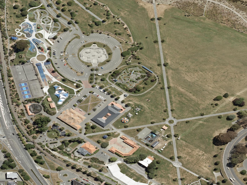 aerial view of Caroline Bay Footpaths and the ground around it