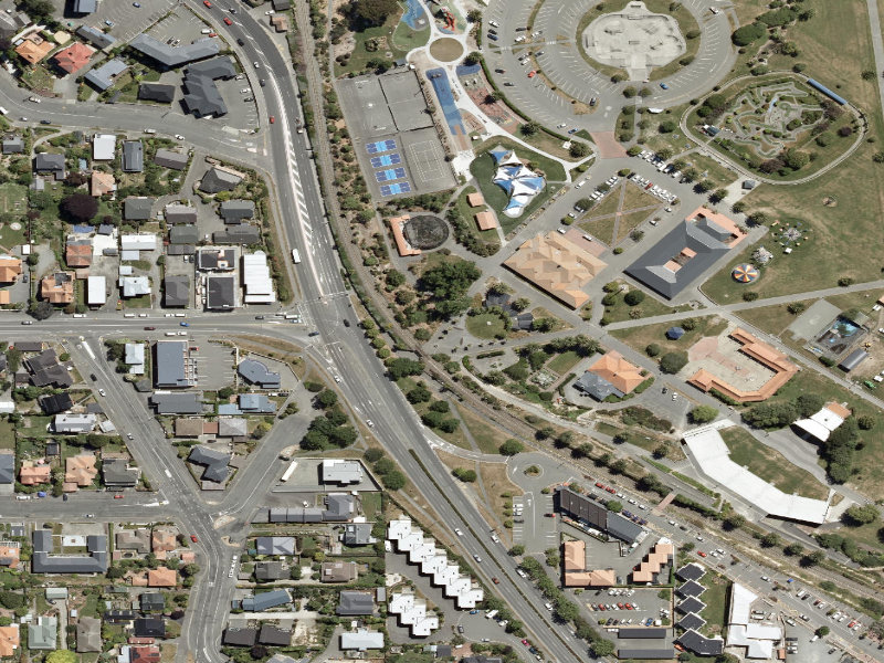 aerial view of Caroline Bay Footpaths and the ground around it