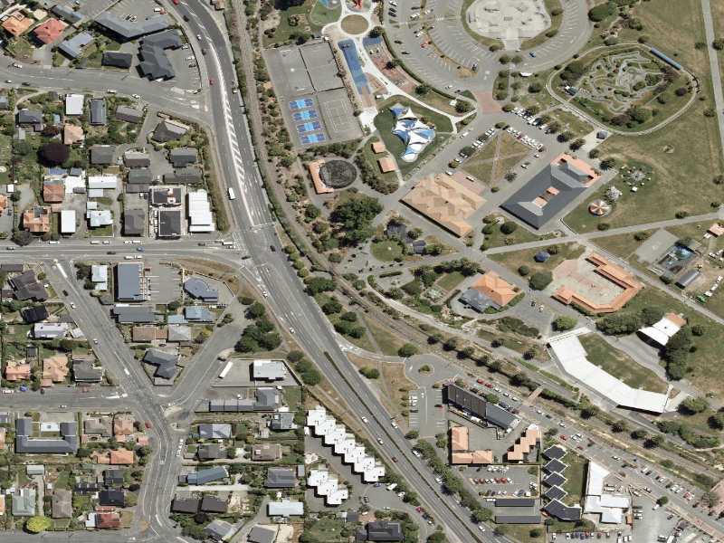 aerial view of Caroline Bay Footpaths and the ground around it