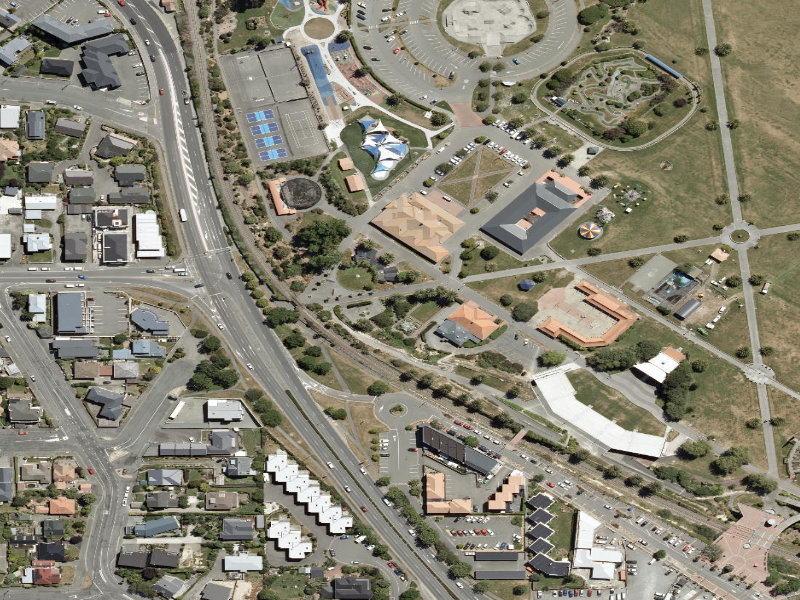 aerial view of Caroline Bay Footpaths and the ground around it