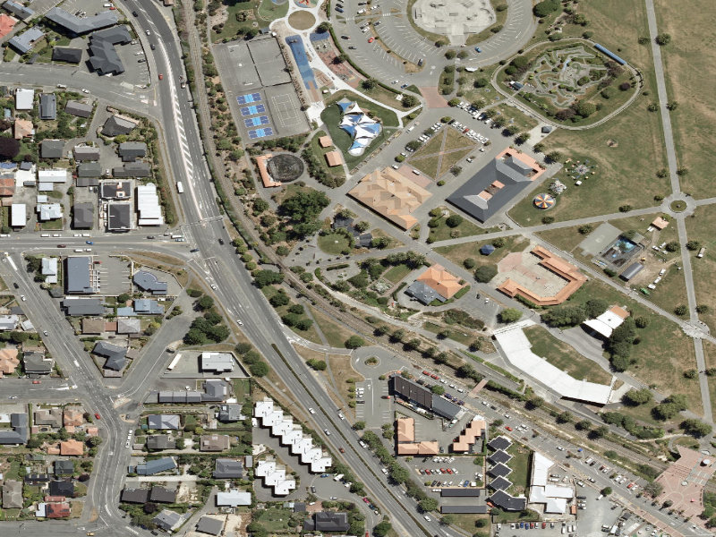 aerial view of Caroline Bay Footpaths and the ground around it