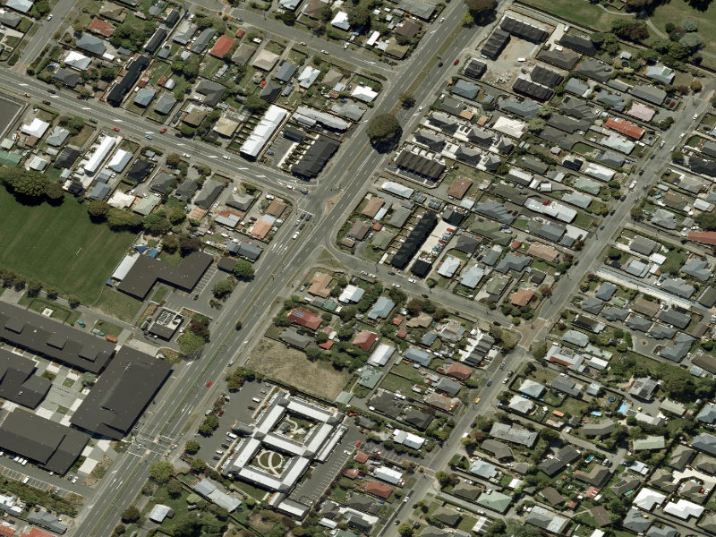 aerial view of Walk and bike track through Woolston and the ground around it