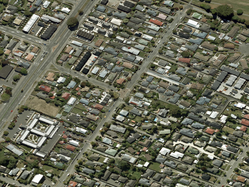 aerial view of Walk and bike track through Woolston and the ground around it
