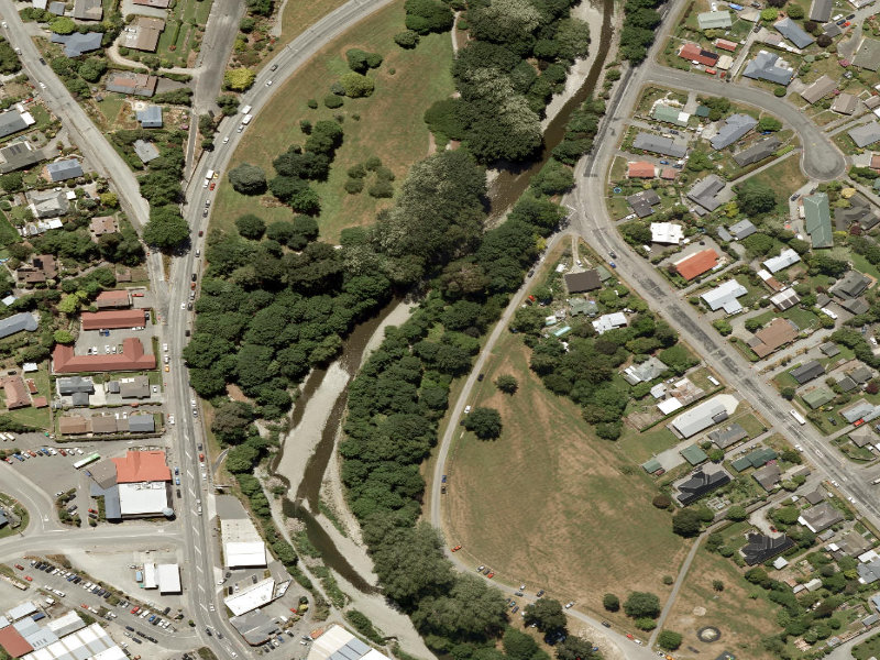 aerial view of Waihi River Walk Geraldine and the ground around it