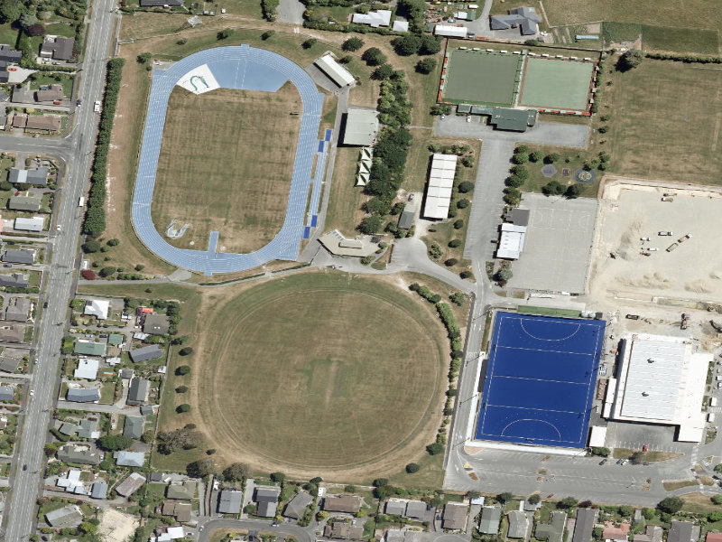 aerial view of Path Through Aorangi Park and the ground around it