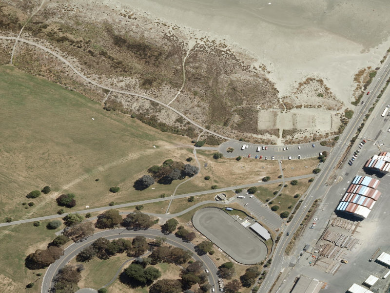 aerial view of Caroline Bay Footpaths and the ground around it