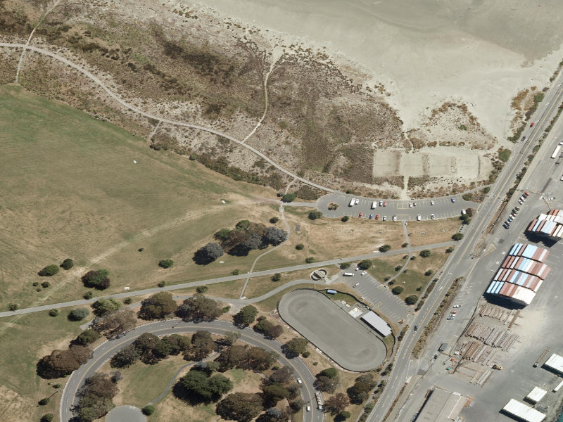 aerial view of Caroline Bay Footpaths and the ground around it