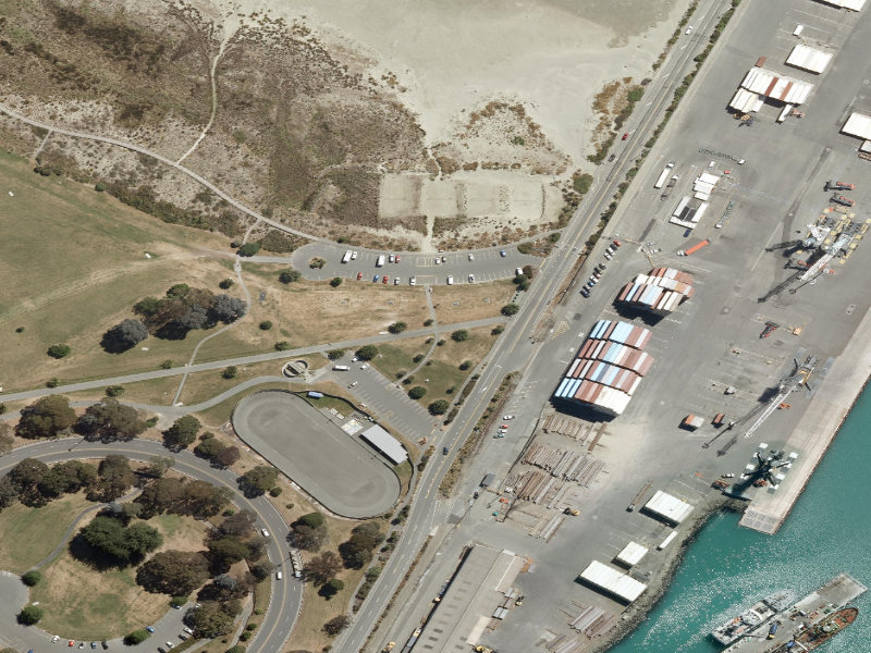 aerial view of Caroline Bay Footpaths and the ground around it