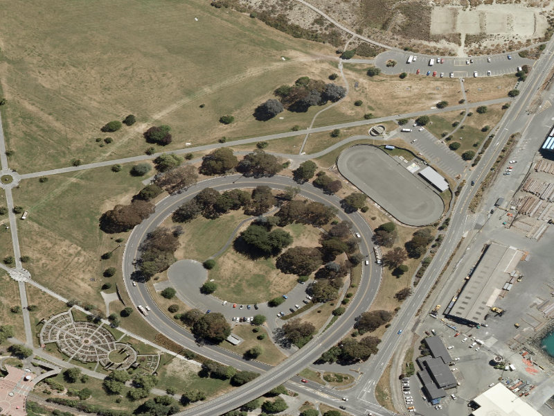 aerial view of Caroline Bay Footpaths and the ground around it