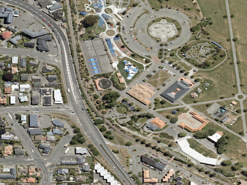 aerial view of Caroline Bay Footpaths and the ground around it