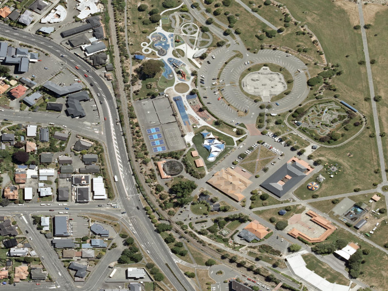 aerial view of Caroline Bay Footpaths and the ground around it