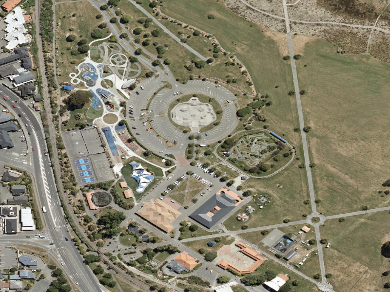 aerial view of Caroline Bay Footpaths and the ground around it