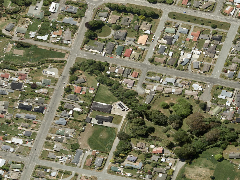 aerial view of Taumatakahu Stream Walkway and the ground around it