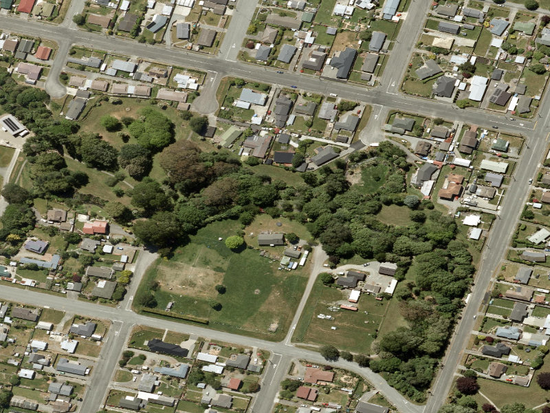 aerial view of Taumatakahu Stream Walkway and the ground around it