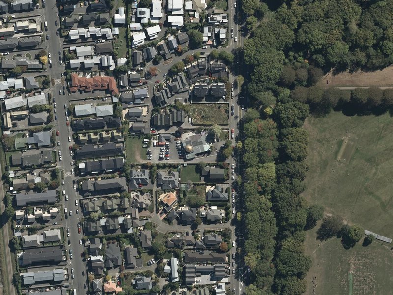 aerial view of Al Noor Mosque and the ground around it