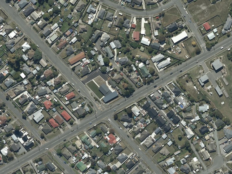 aerial view of Aranui Seventh-Day Adventist Church and the ground around it