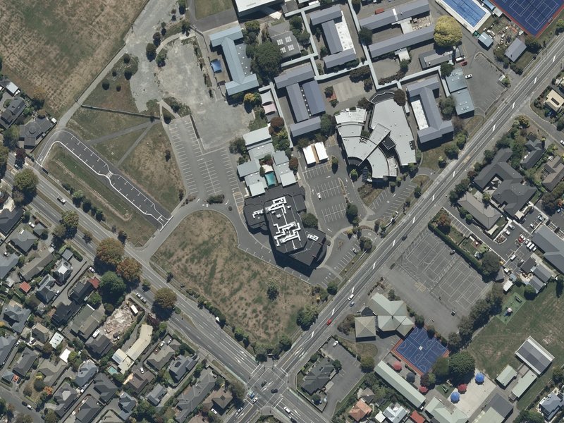 aerial view of Arise Church and the ground around it