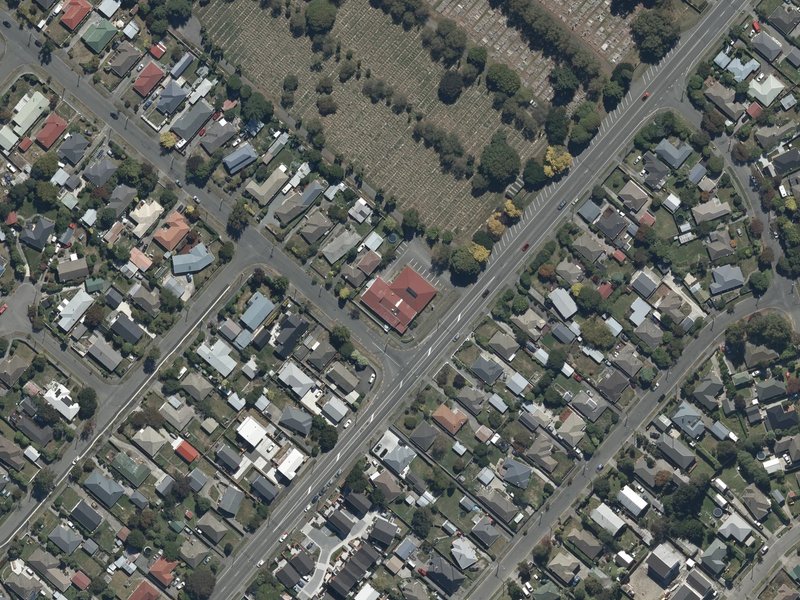 aerial view of Burnside Elim Community Church and the ground around it