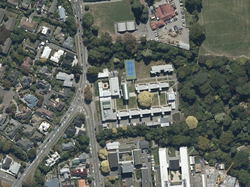 aerial view of Chapel of the Upper Room and the ground around it