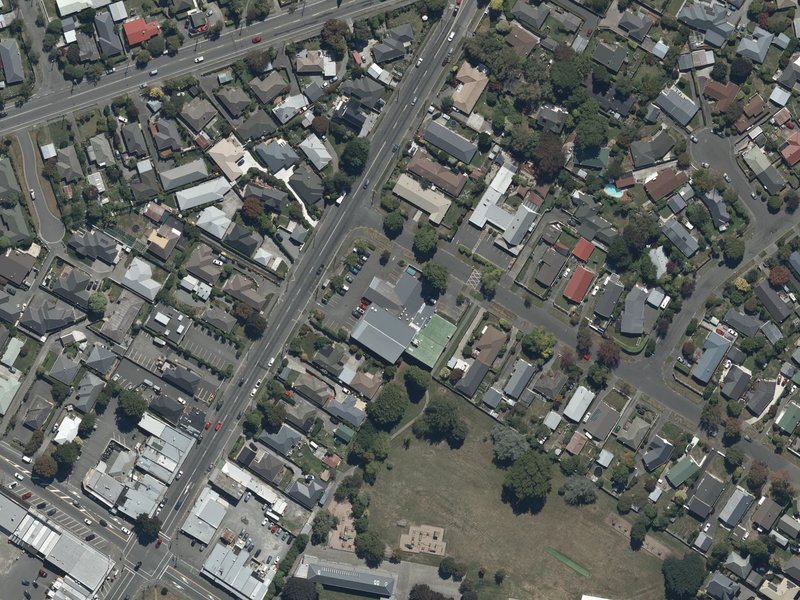 aerial view of Christchurch Chinese Church and the ground around it
