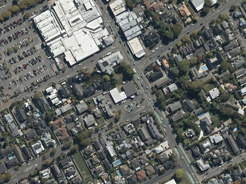 aerial view of Christchurch Chinese Methodist Church and the ground around it