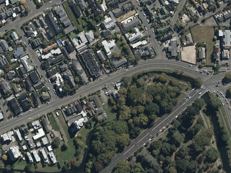aerial view of Christian Science Church & Reading Room and the ground around it