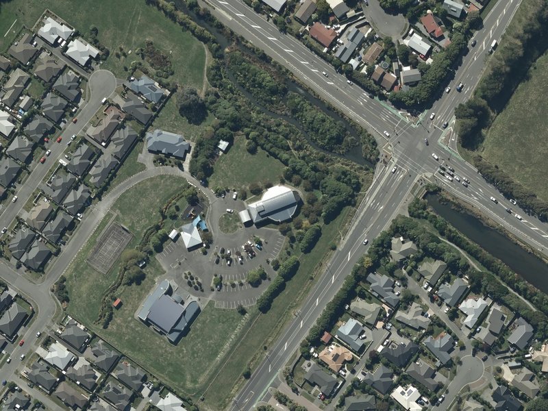 aerial view of EFKS Christchurch and the ground around it