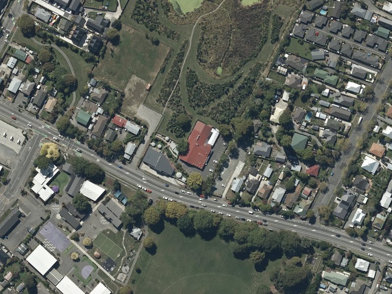 aerial view of Gurudwara Singh Sabha and the ground around it