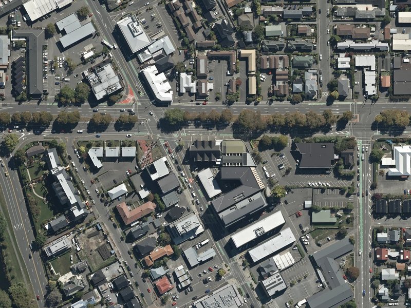 aerial view of Knox Church and the ground around it