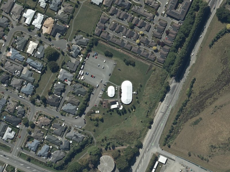 aerial view of Living Waters Christian Centre and the ground around it