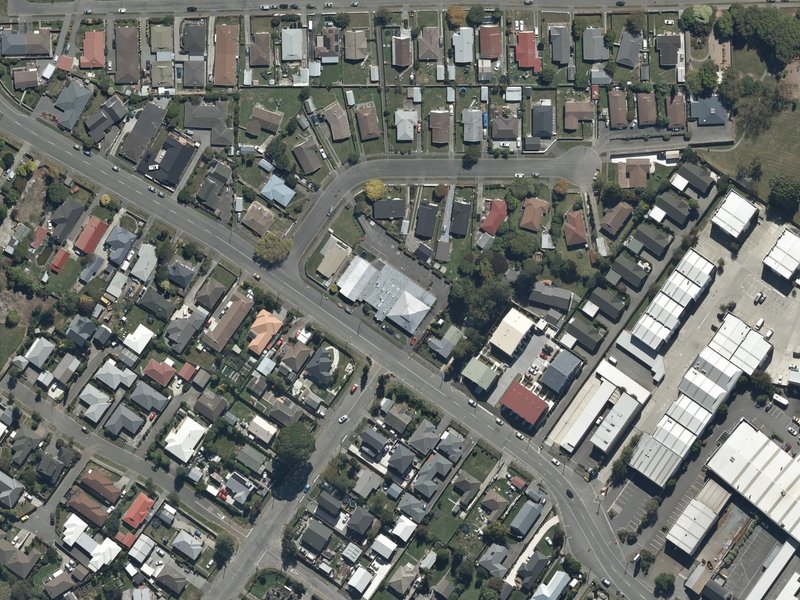 aerial view of Papanui Baptist Church and the ground around it