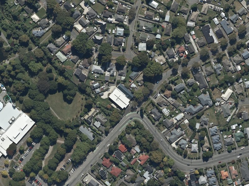 aerial view of Presbyterian Church St Stephens and the ground around it