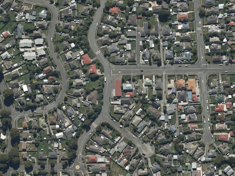 aerial view of Quinns Road Bible Chapel and the ground around it