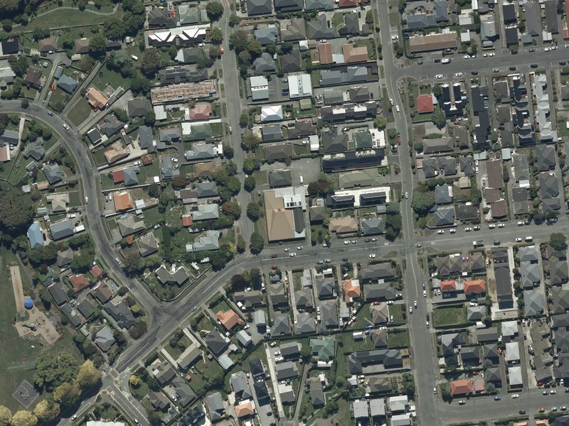 aerial view of Riccarton Baptist Church and the ground around it