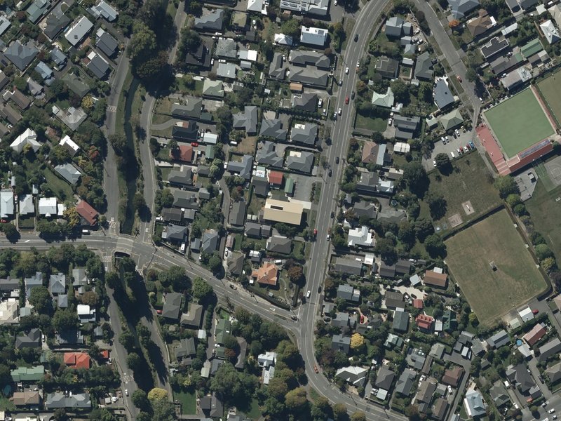 aerial view of Saint Martins Presbyterian Church and the ground around it
