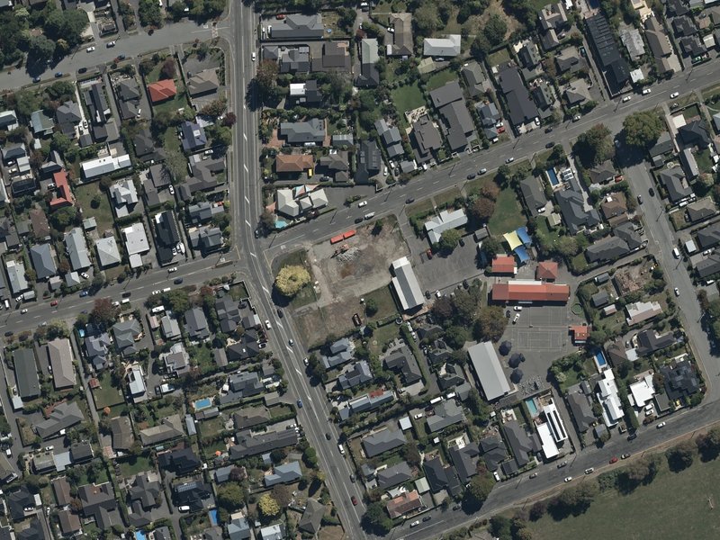 aerial view of Saint Matthew's Catholic Church and the ground around it
