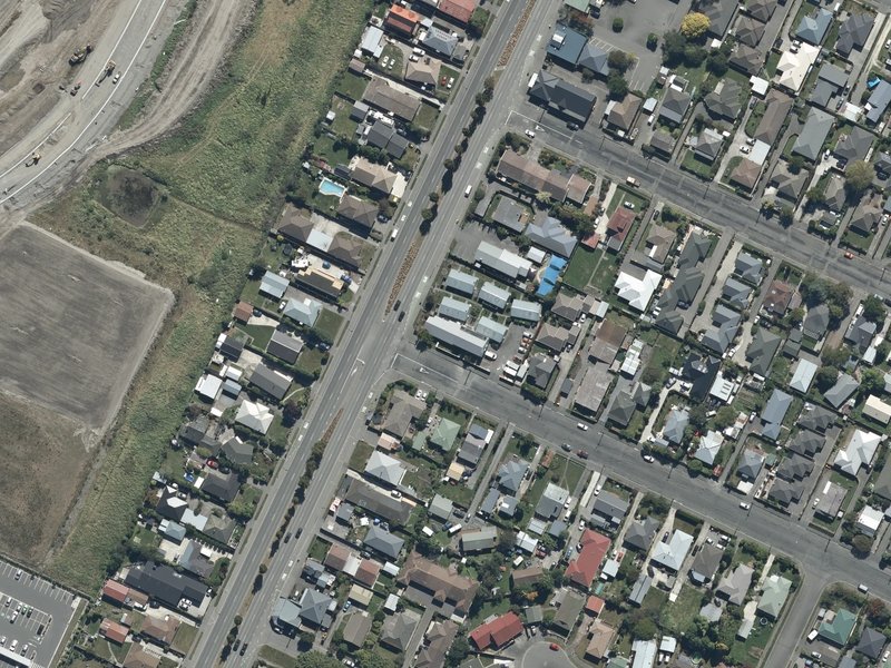 aerial view of Salvation Army Church and the ground around it