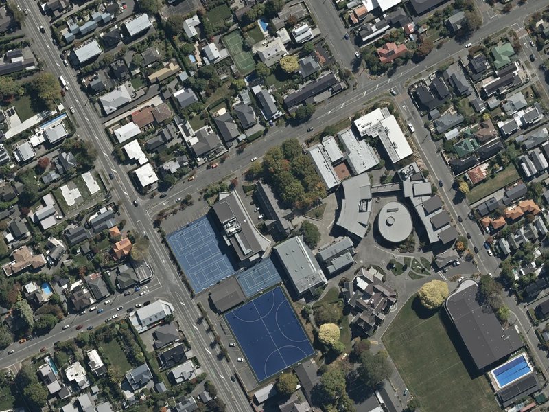 aerial view of St Andrew's at Rangi Ruru and the ground around it